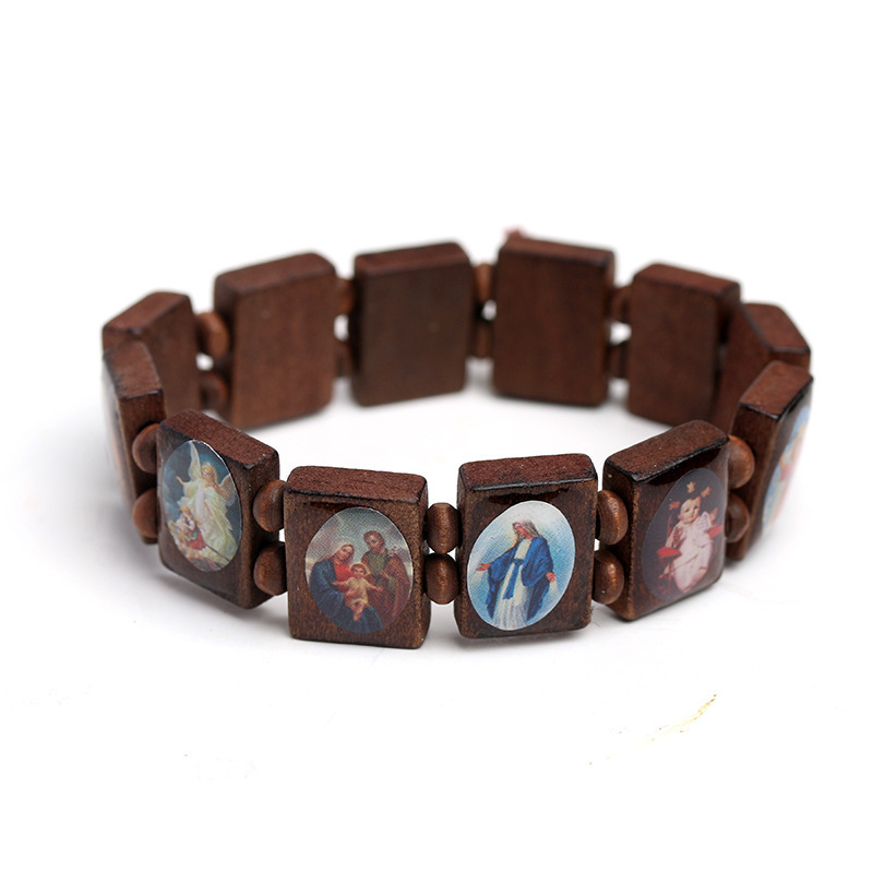 Wooden Saints and Angels Stretch Bracelet