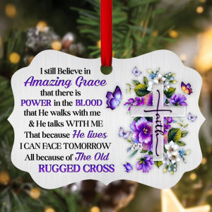 Image of I Still Believe in Amazing Grace Floral Cross Ornament