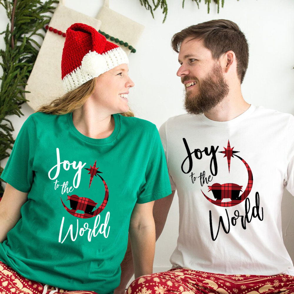 Joy to the World Nativity Christmas Family Matching Shirts