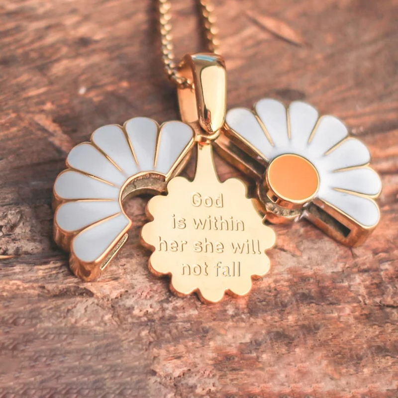 Hidden Message Daisy Locket Necklace Christian Jewelry