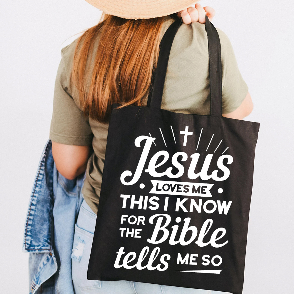 Jesus Loves Me Canvas Tote Bag