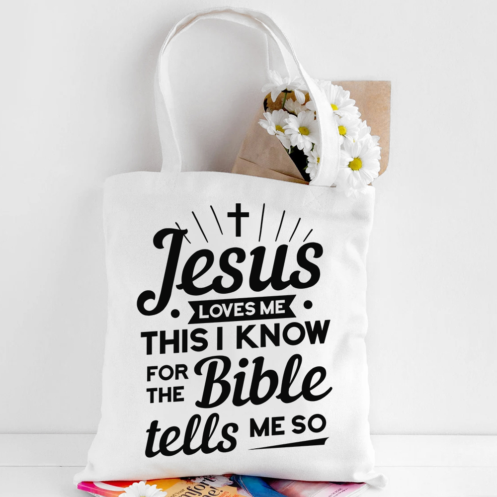 Jesus Loves Me Canvas Tote Bag