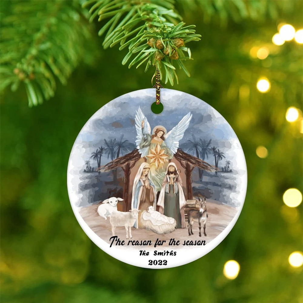 Personalized The Reason for the Season Nativity Family Christmas Ornament
