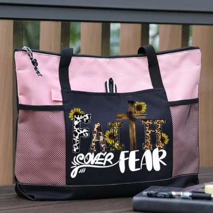 Faith over Fear Sunflower Design Premium Tote Bag