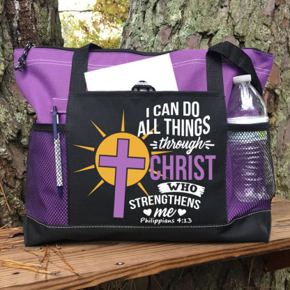 I Can Do All Things Through Christ Who Strengthens Me Guiding Cross Tote Bag