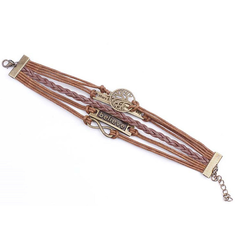 Believe and Tree Leather Bracelet