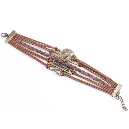 Believe and Tree Leather Bracelet