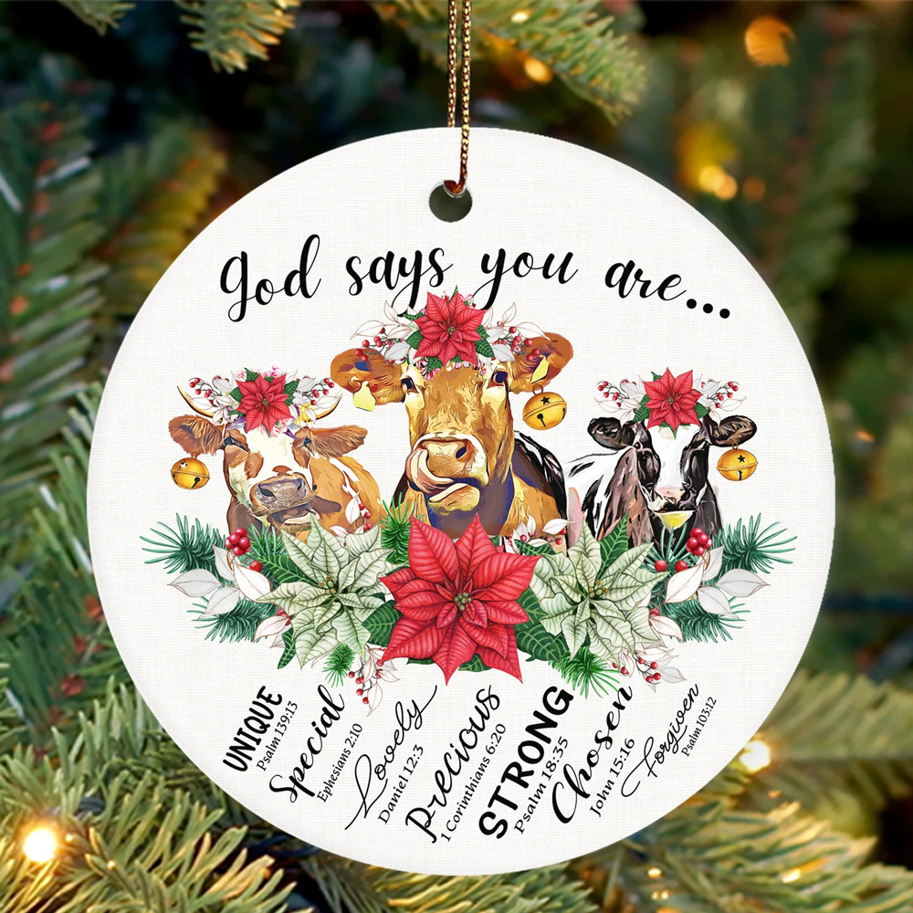Cow God Says You Are Christian Ornament