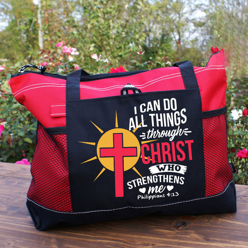 I Can Do All Things Through Christ Who Strengthens Me Guiding Cross Tote Bag