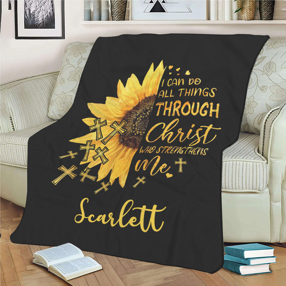 I Can Do All Things Through Christ Custom Name Blanket