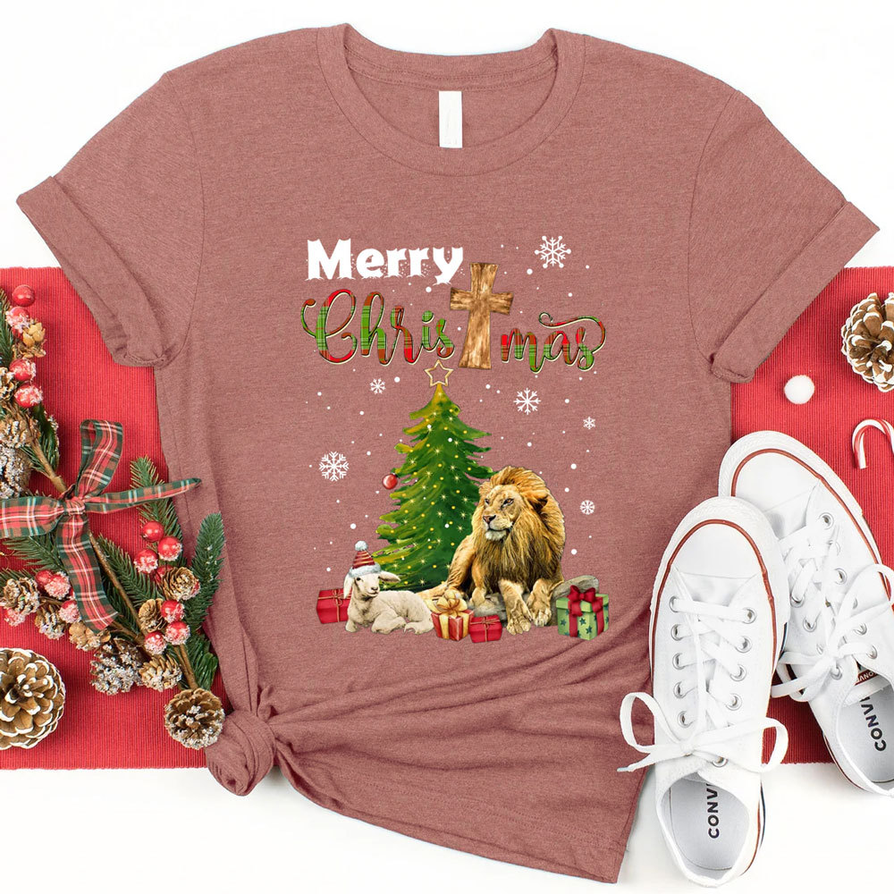 Merry Christmas Jesus, Lion and Lamb Christmas Shirt