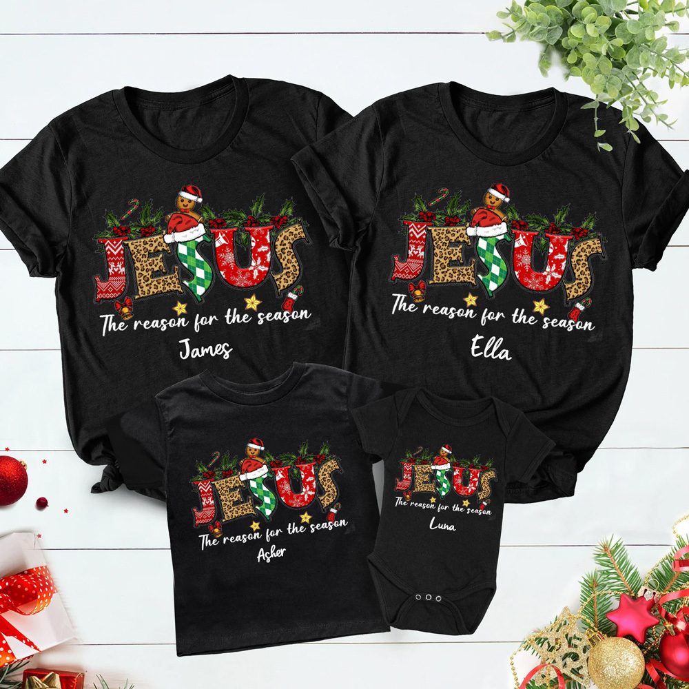 Personalized Jesus Is the Reason Christmas Family Matching Christian T