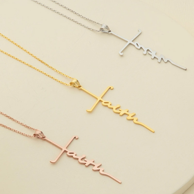 Faith Cross Necklace Dainty Religion Necklace