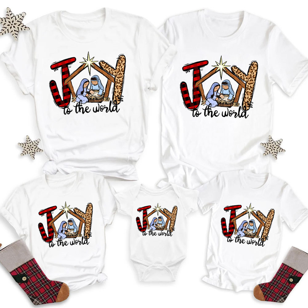Joy to the World Christian Christmas Family Matching Shirts