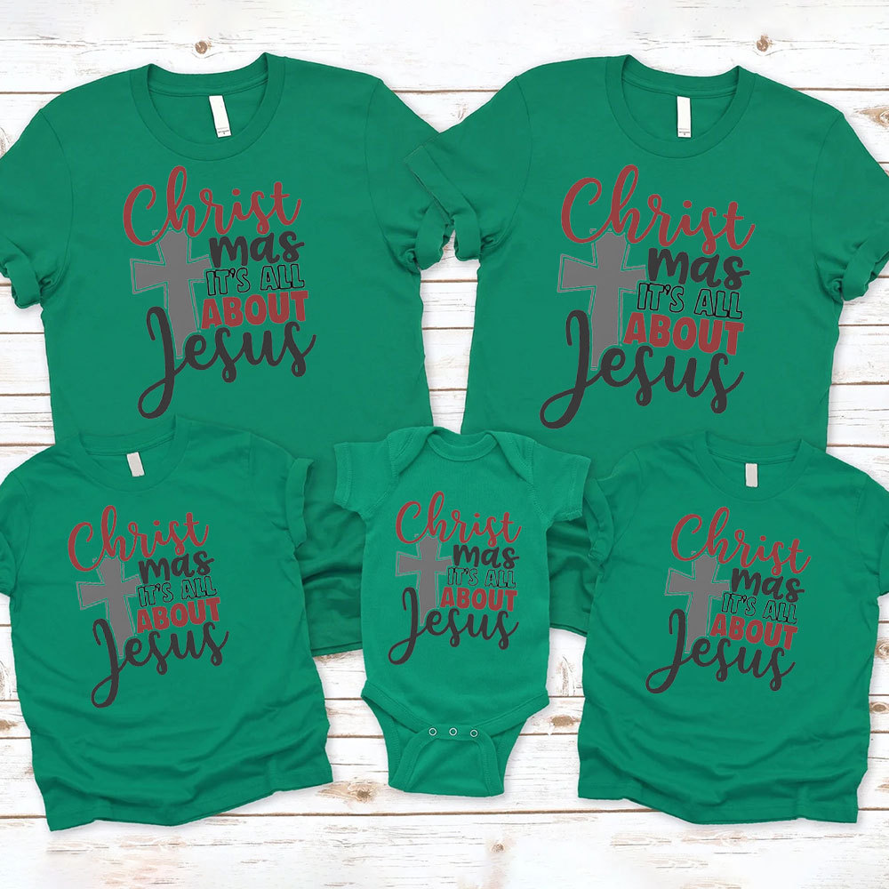 Christmas It's All About Jesus Christian Family Matching Shirts