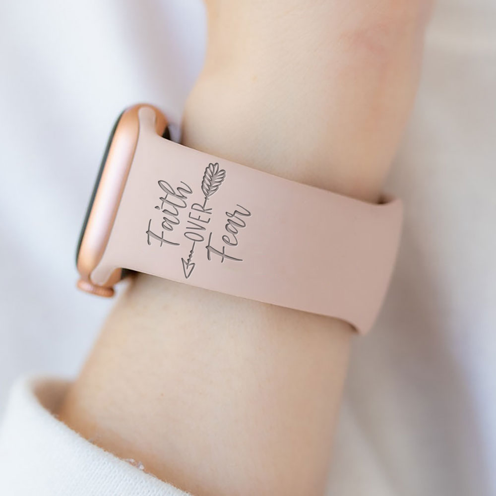 Personalized Faith Over Fear Engraved Watch Band