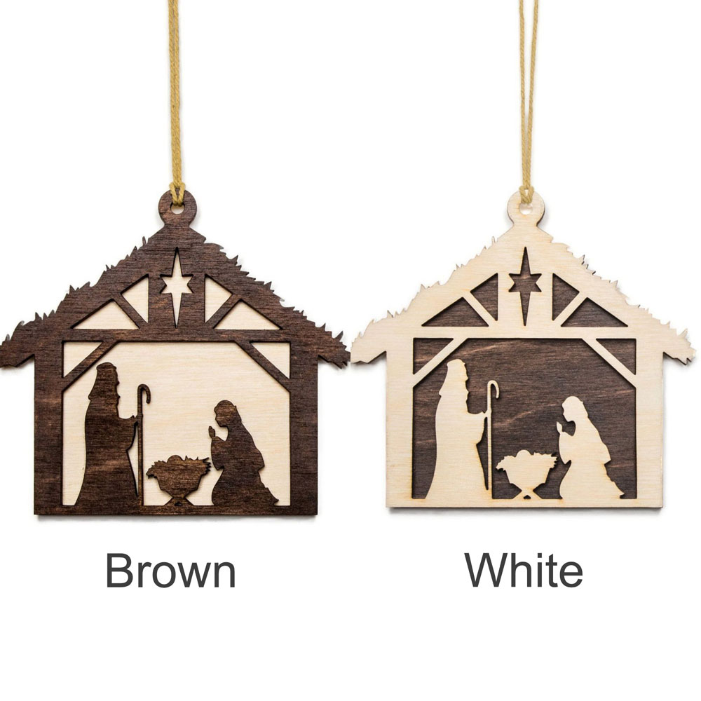 Nativity Scene Layered Wood Ornament