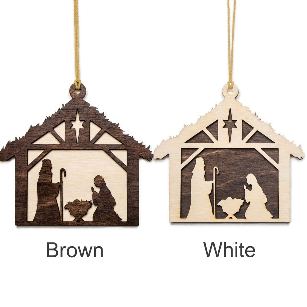Nativity Scene Layered Wood Ornament