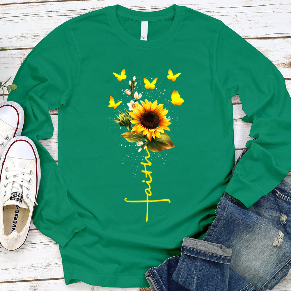 Sunflower Faith Religious Long Sleeve Shirt