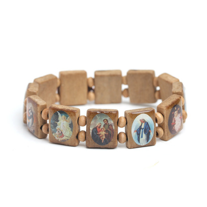 Wooden Saints and Angels Stretch Bracelet