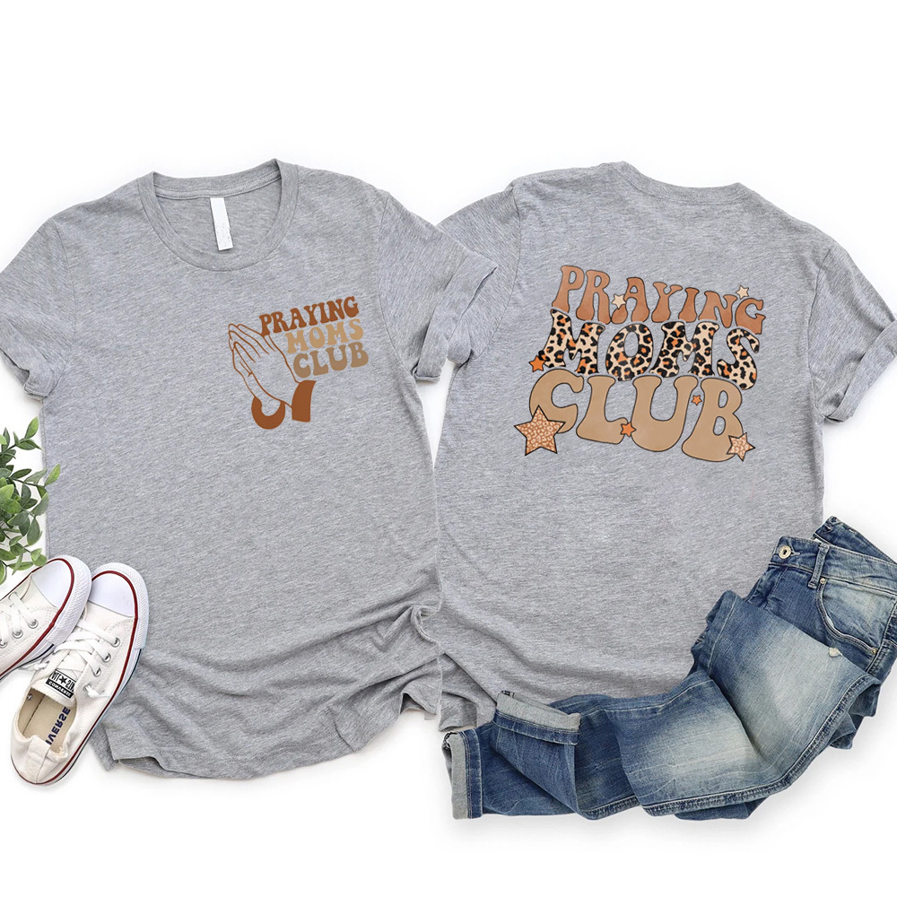 Retro Leopard Praying Moms Club Shirt