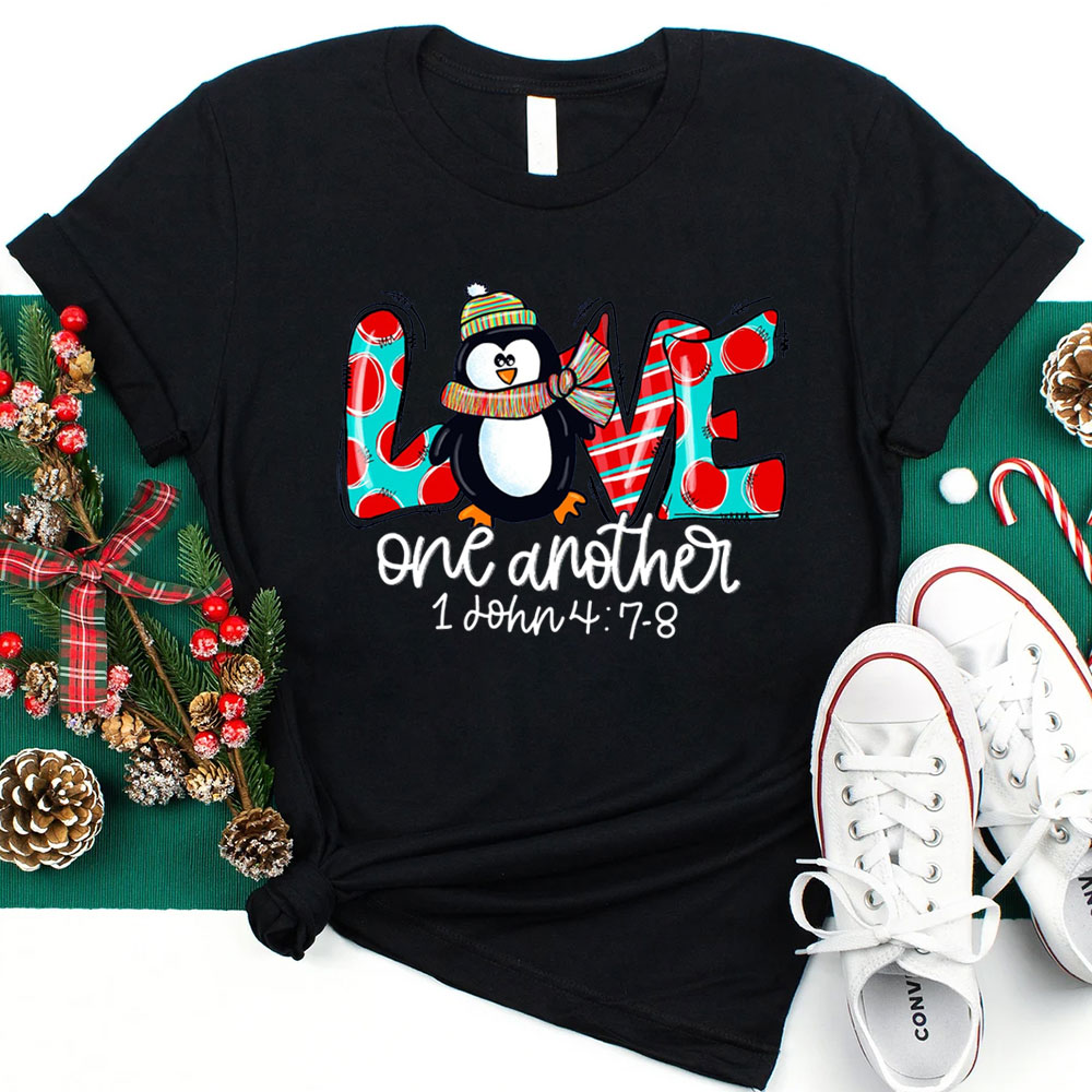 Love One Another Penguin Christmas T-Shirt