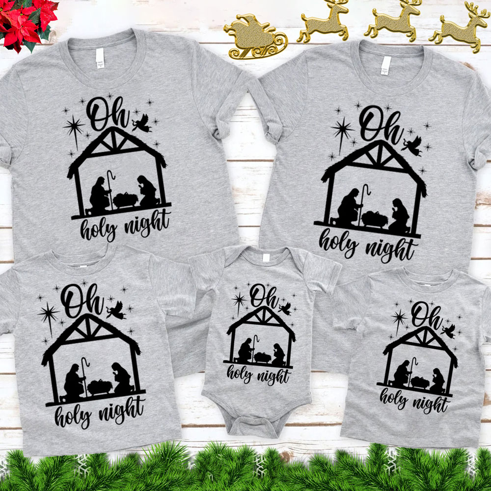 Oh Holy Night Christmas Family Matching Shirts