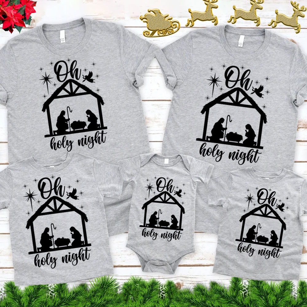 Oh Holy Night Christmas Family Matching Shirts