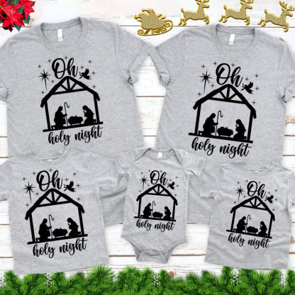 Oh Holy Night Christmas Family Matching Shirts