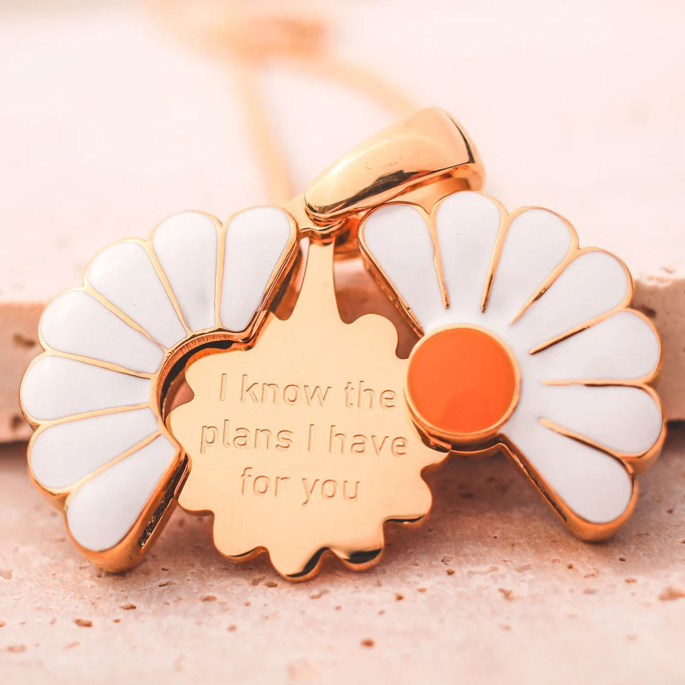 Hidden Message Daisy Locket Necklace Christian Jewelry