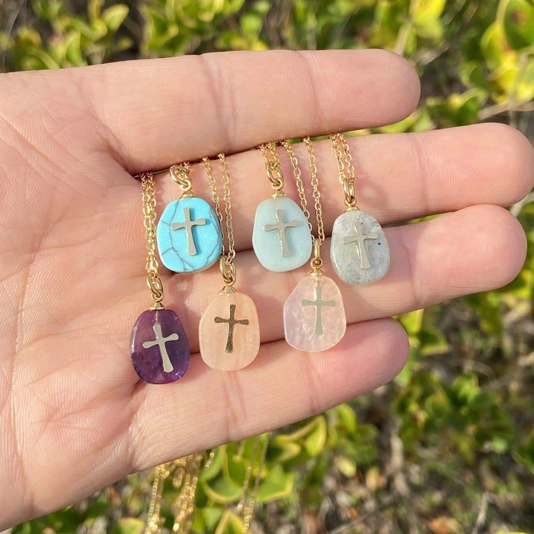 Crystal Gemstone Cross Pendant Necklace Sale GuidingCross