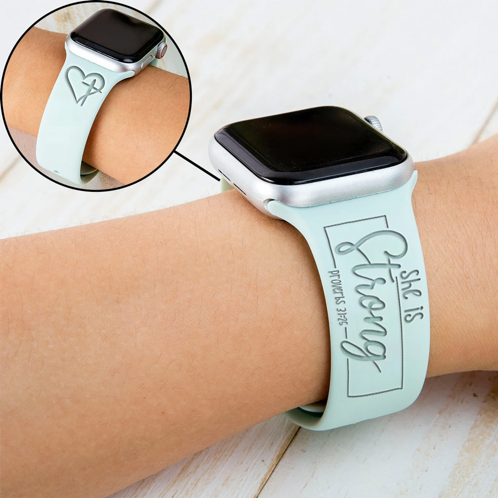 She Is Strong Engraved Christian Watch Band for Apple, Fitbit and Samsung