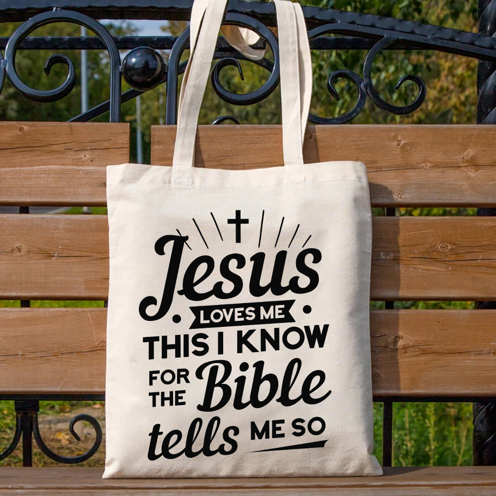 Jesus Loves Me Canvas Tote Bag