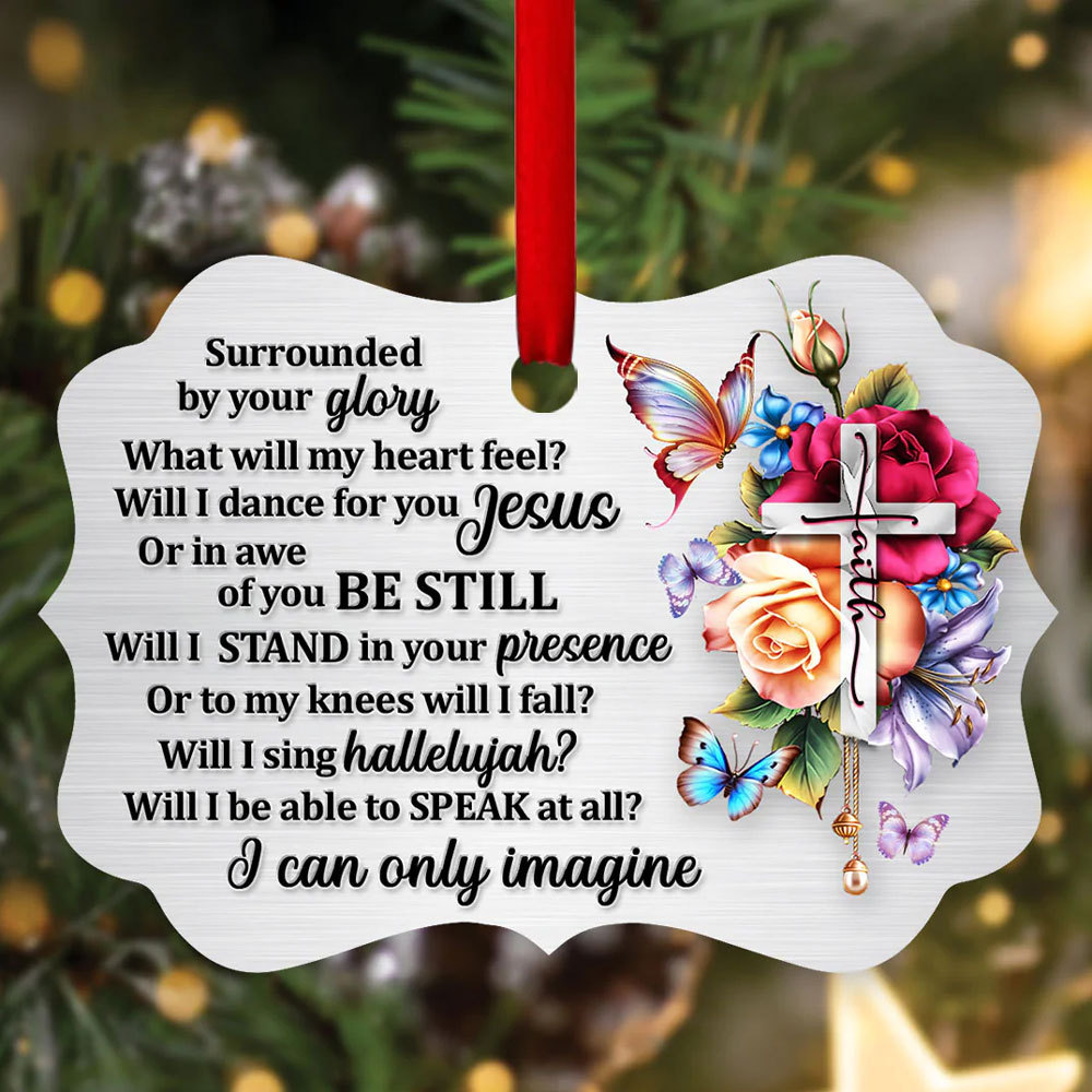 I Still Believe in Amazing Grace Floral Cross Christmas Ornament
