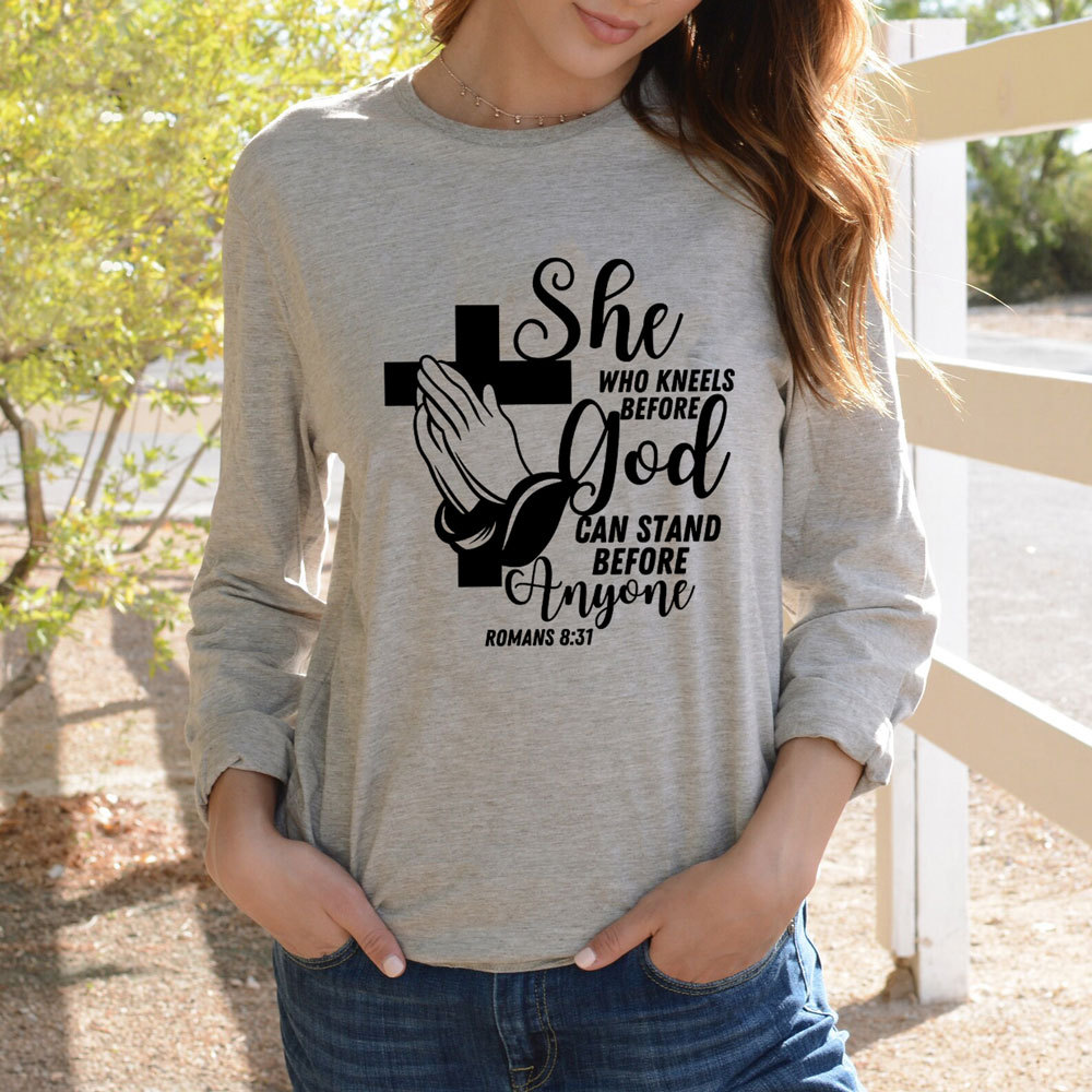 She Who Kneels before God Long Sleeve T-Shirt