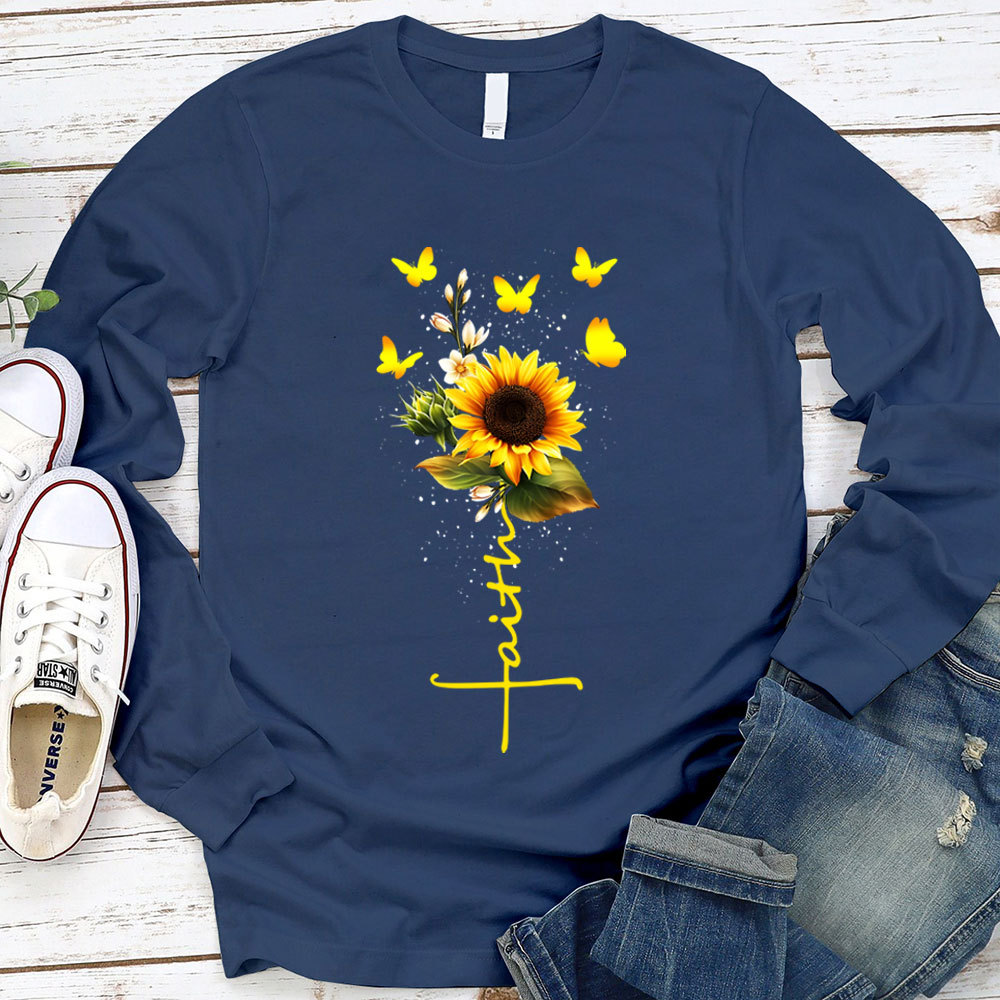 Sunflower Faith Religious Long Sleeve Shirt