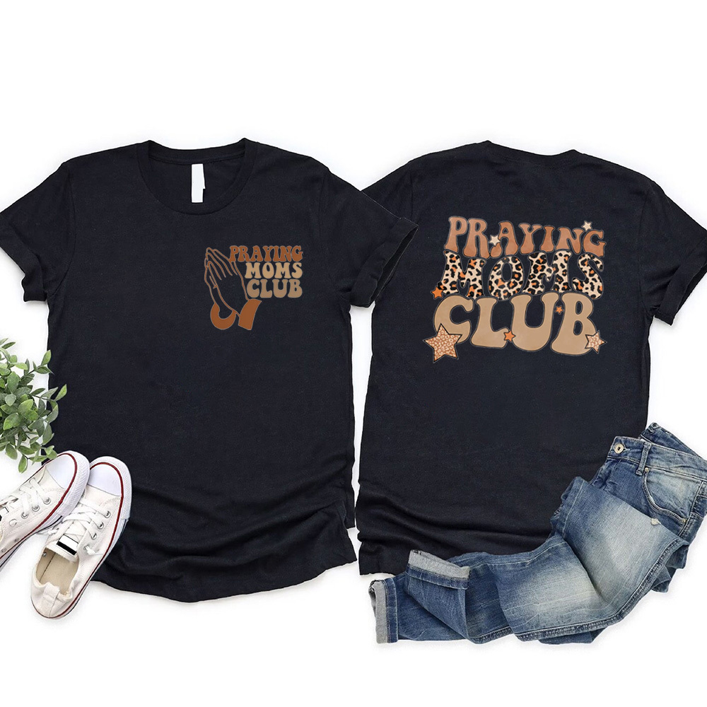 Retro Leopard Praying Moms Club Shirt