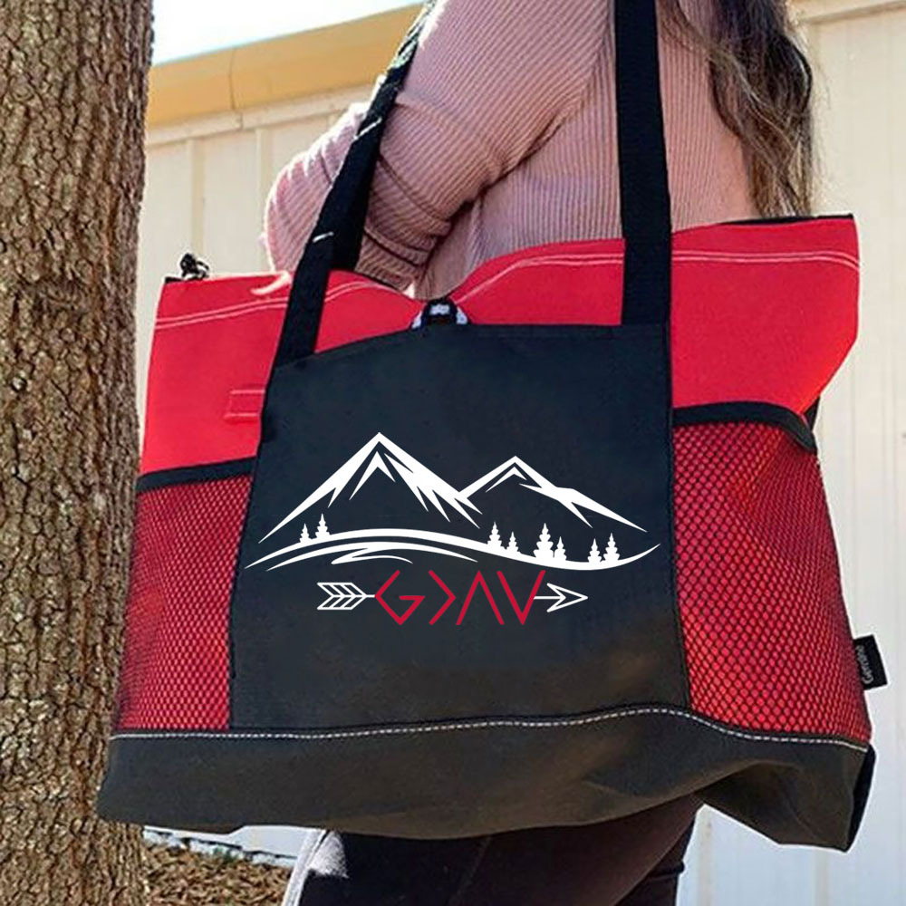 God Is Greater than the Highs and Lows Christian Tote Bag