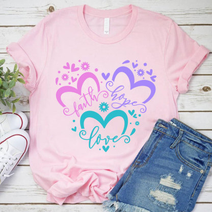 Faith Love Hope Heart Christian Shirt