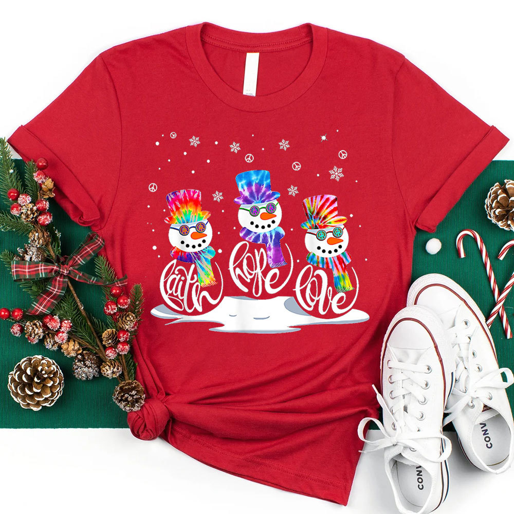 Christmas Faith Hope Love Snowman Shirt