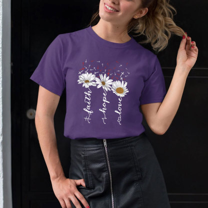 Faith Hope Love with Daisies and Cross Shirt
