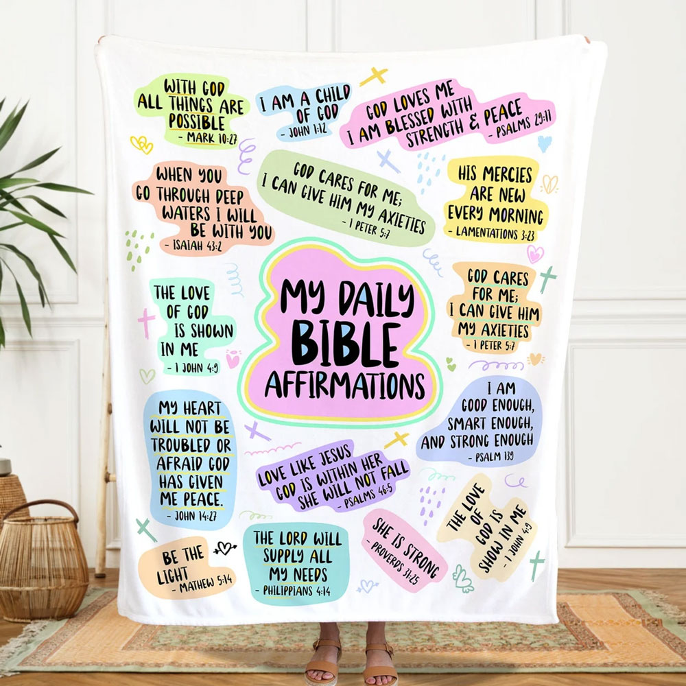 Christian Bible Verse Affirmations Throw Blanket