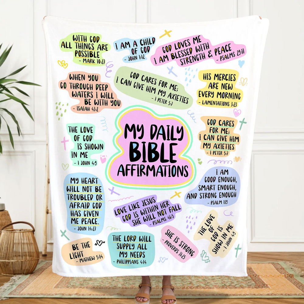 Christian Bible Verse Affirmations Throw Blanket