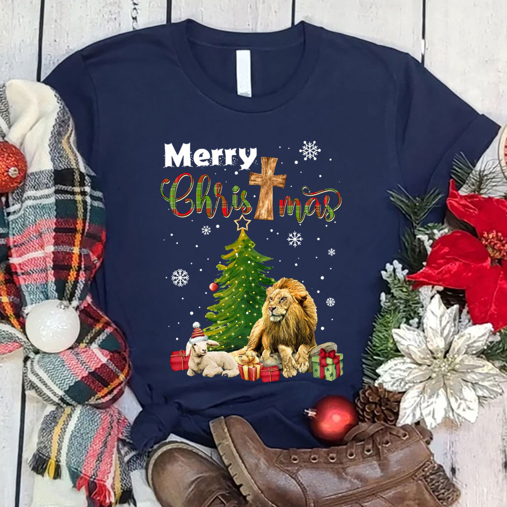 Merry Christmas Jesus, Lion and Lamb Christmas Shirt