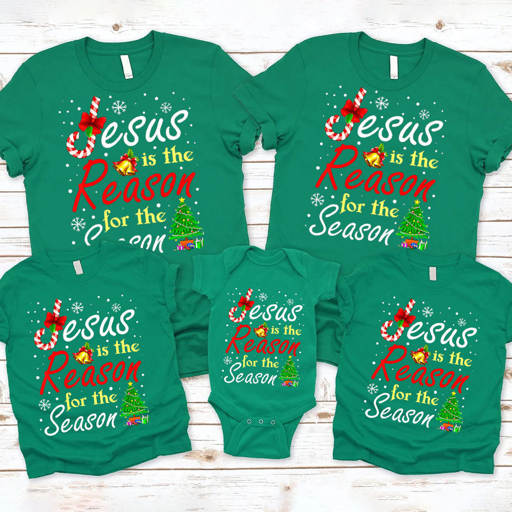 Jesus the Reason for the Season Christian Christmas Family Matching Shirts