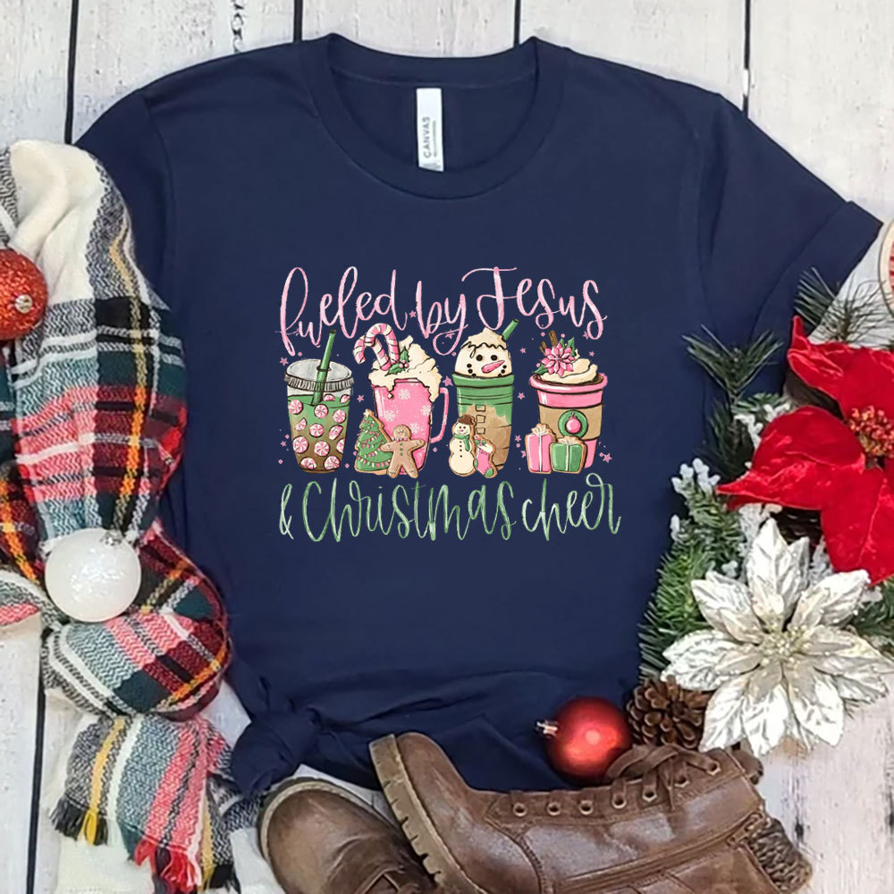 Fueled by Jesus and Christmas Cheer Shirt Sale-GuidingCross
