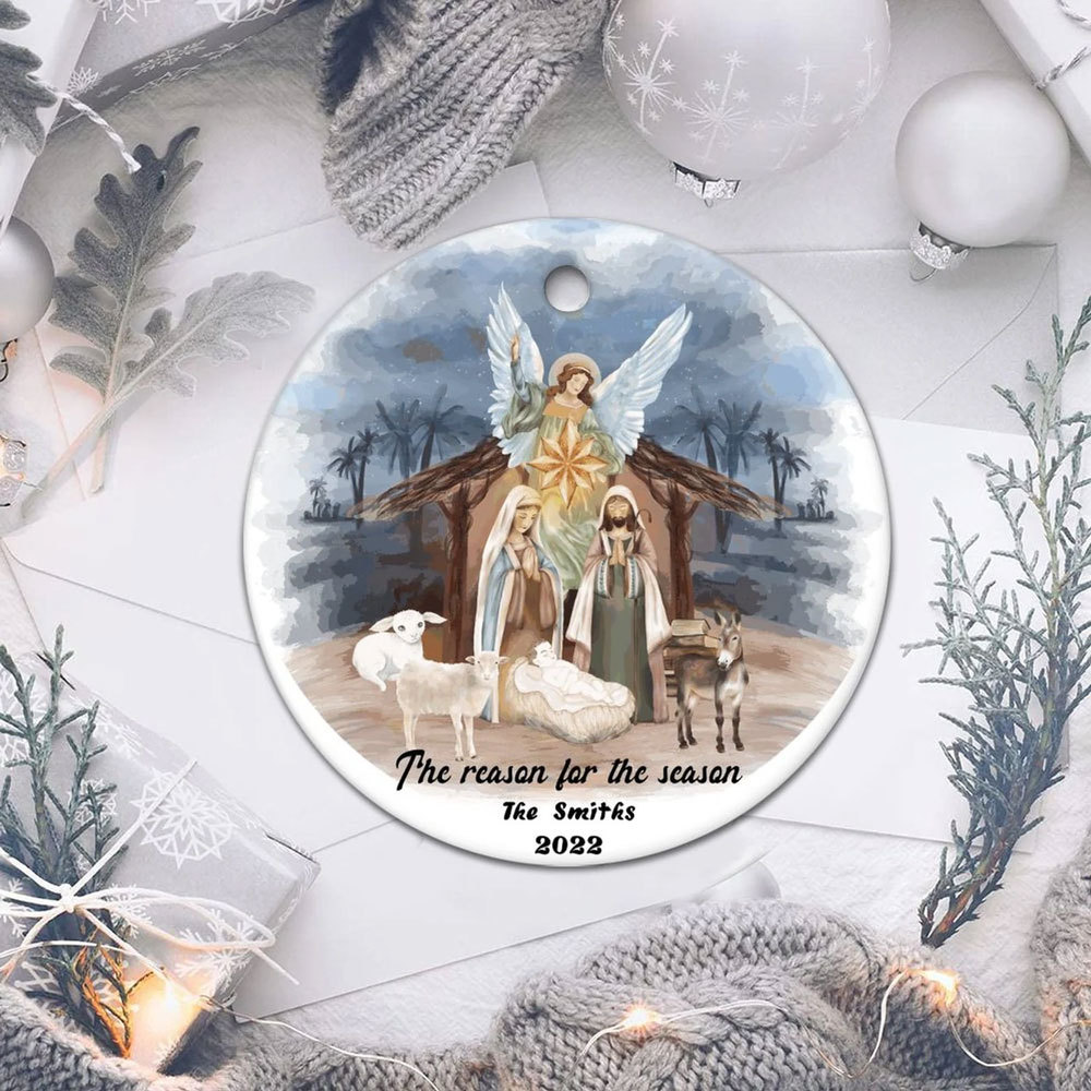 Personalized The Reason for the Season Nativity Family Christmas Ornament