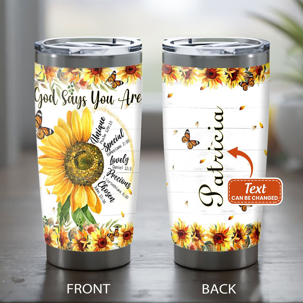 God Says You Are Unique Special Lovely Precious Travel Tumbler