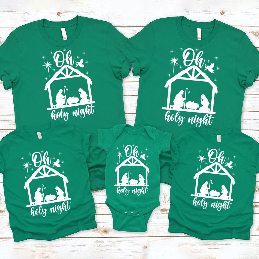 Oh Holy Night Christmas Family Matching Shirts