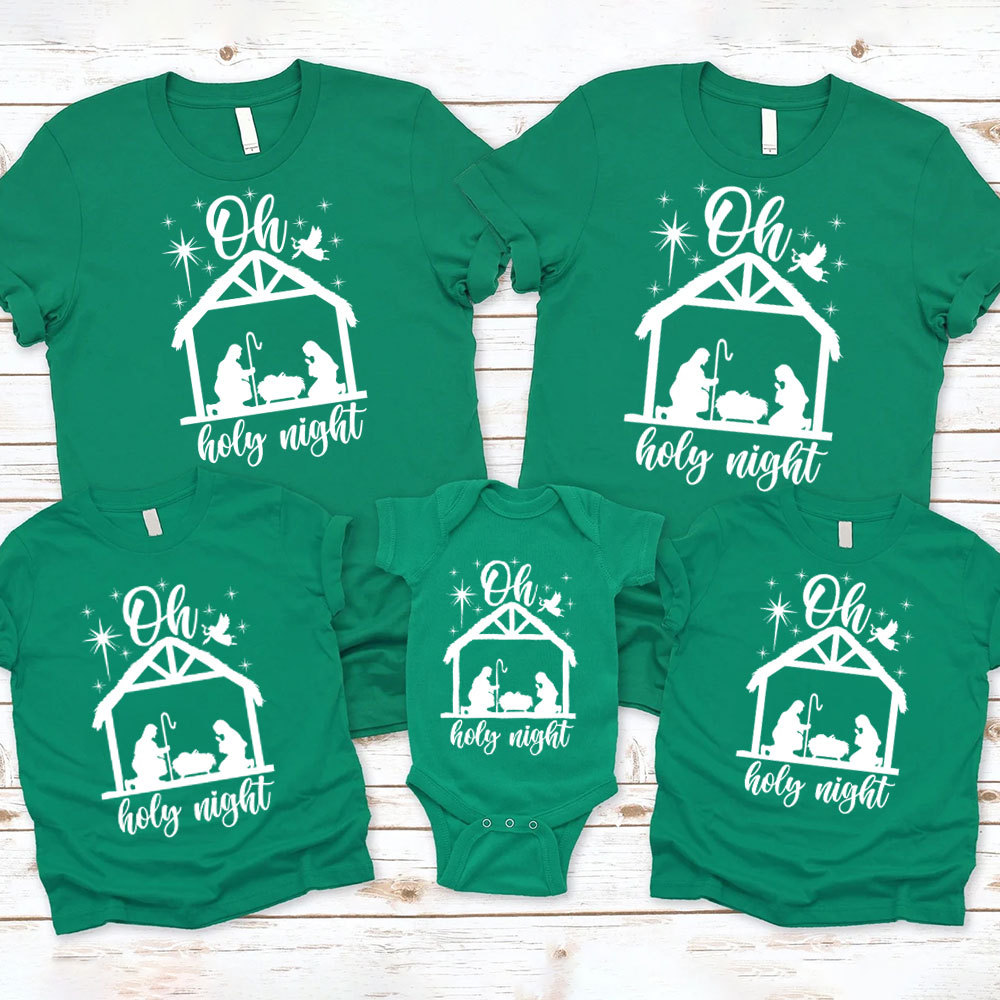 Oh Holy Night Christmas Family Matching Shirts